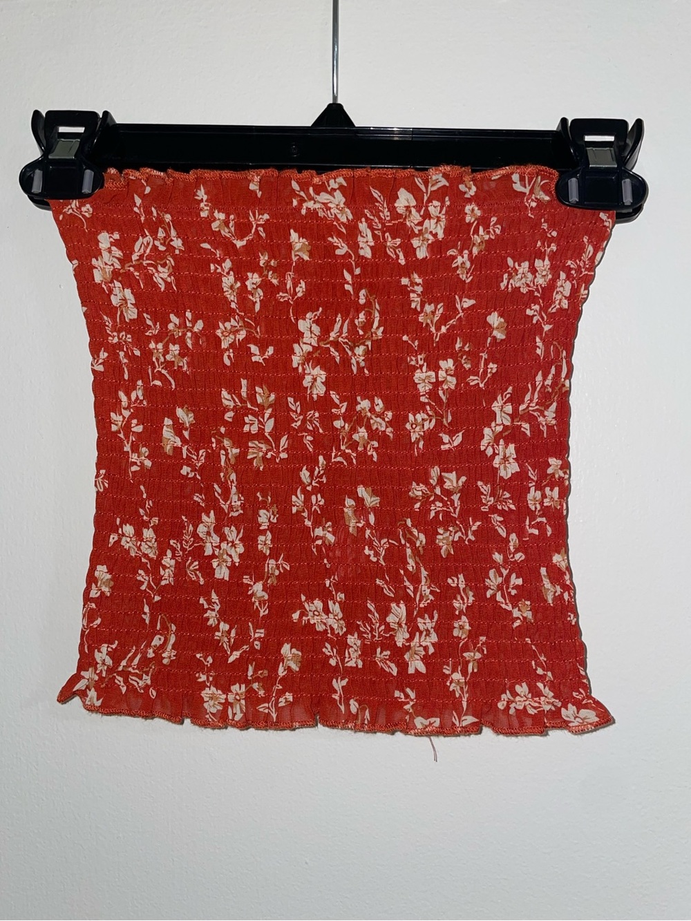 Zaful Red Floral Smocked Tube Top